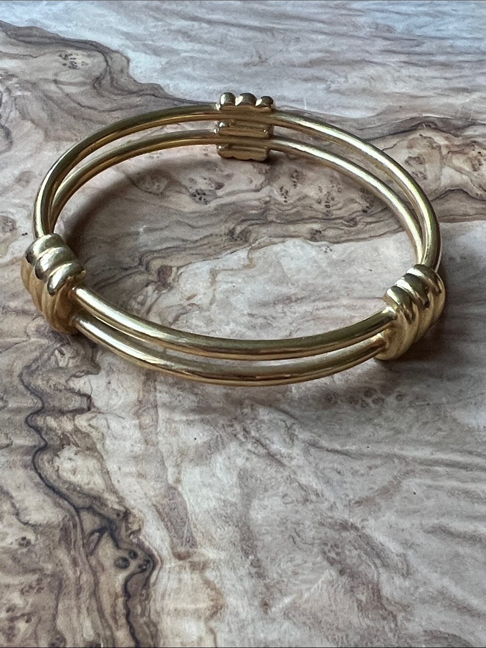 Vintage Monet Gold Double-Band Knot Bangle Bracelet